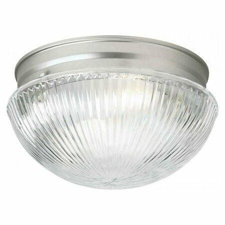 FORTE One Light Brushed Nickel Clear Ribbed Glass Mushroom Flush Mount 6036-01-55